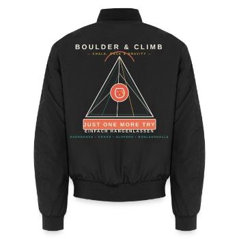Boulder & Climb - Just One More Try - Unisex Bomberjacke - Schwarz - Hinten - AI Model Male 185 light (185cm)