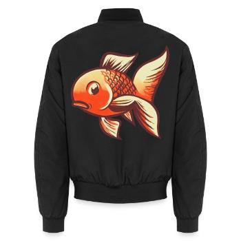 Goldfisch mit großen Flossen – Retro - Unisex Bomberjacke - Schwarz - Hinten - AI Model Male 185 light (185cm)