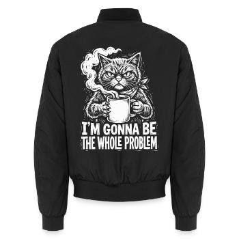 Katzencafé Meme: Ganzes Problem - Unisex Bomberjacke - Schwarz - Hinten - AI Model Male 185 light (185cm)