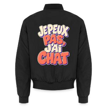 I Can't I Have Cat – Katzenhumor - Unisex Bomberjacke - Schwarz - Hinten - AI Model Male 185 light (185cm)