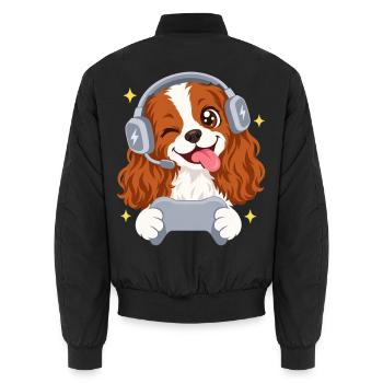 Gaming Cavalier King Charles Spaniel Headset  - Unisex Bomberjacke - Schwarz - Hinten - AI Model Male 185 light (185cm)