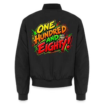 180 - one hundred and eighty - Unisex Bomberjacke - Schwarz - Hinten - AI Model Male 185 light (185cm)
