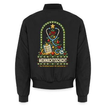 Weihnachtsschicht Pflege - Unisex Bomberjacke - Schwarz - Hinten - AI Model Male 185 light (185cm)