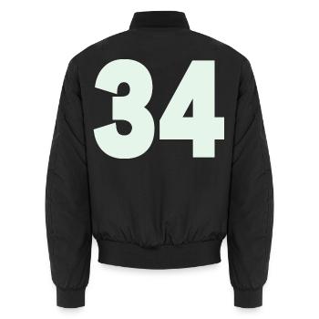Zahl 34 Mint Minimal - Unisex Bomberjacke - Schwarz - Hinten - AI Model Male 185 light (185cm)