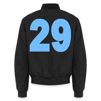 29 - Unisex Bomberjacke - Schwarz - Hinten - AI Model Male 185 light (185cm)