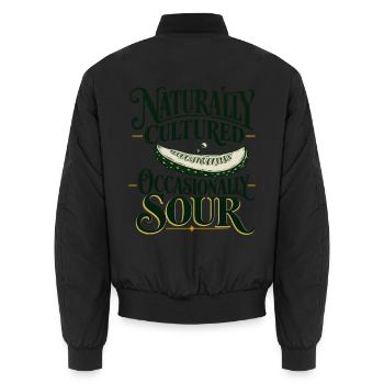Natürlich Kultiviert – Gelegentlich Sauer - Unisex Bomberjacke - Schwarz - Hinten - AI Model Male 185 light (185cm)