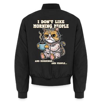 Ich Mag Keinen Morgenmenschen-katzenkaffee - Unisex Bomberjacke - Schwarz - Hinten - AI Model Male 185 light (185cm)