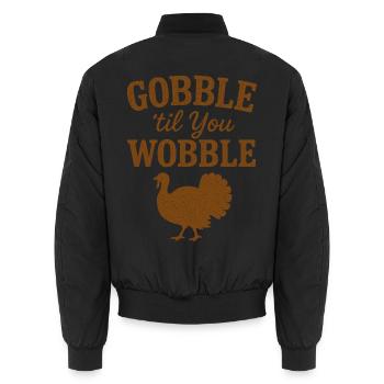 Schluck, bis du wackelst, lustiger Thanksgiving-Truthahn - Unisex Bomberjacke - Schwarz - Hinten - AI Model Male 185 light (185cm)