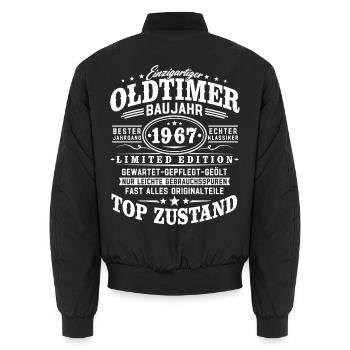 Oldtimer Baujahr 1967 Jahrgang Geburtstag Geschenk - Unisex Bomberjacke - Schwarz - Hinten - AI Model Male 185 light (185cm)
