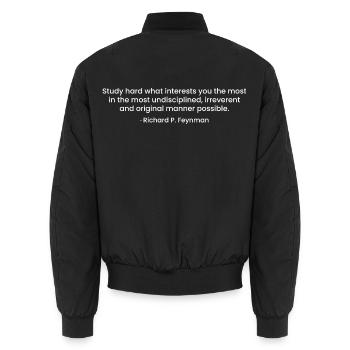 Zitat von Richard Feynmann - Unisex Bomberjacke - Schwarz - Hinten - AI Model Male 185 light (185cm)