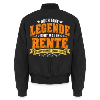 Auch Eine Legende Geht Mal In Rente Geschenk Rente - Unisex Bomberjacke - Schwarz - Hinten - AI Model Male 185 light (185cm)