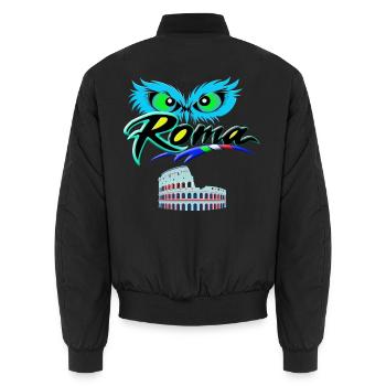 Blaue Augen auf dem Kolosseum von Rom - Unisex Bomberjacke - Schwarz - Hinten - AI Model Male 185 light (185cm)