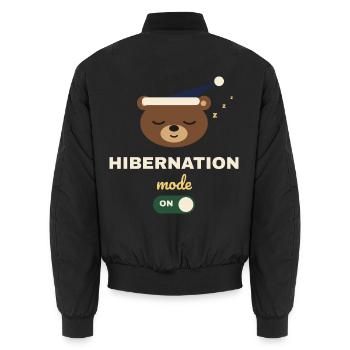 Hibernation Mode On – Winterschlaf-Bär - Unisex Bomberjacke - Schwarz - Hinten - AI Model Male 185 light (185cm)