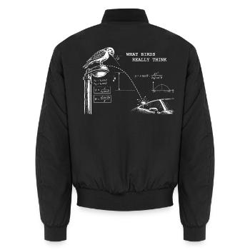 What birds really think - Unisex Bomberjacke - Schwarz - Hinten - AI Model Male 185 light (185cm)