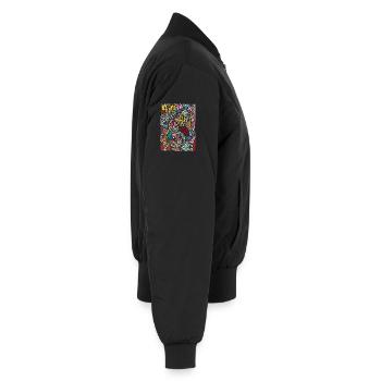 Bunte Wirbelblätter Muster - Unisex Bomberjacke - Schwarz - Rechts - AI Model Male 185 light (185cm)