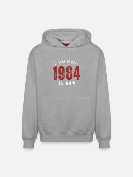 GEORGE ORWELL 1984 - Relaxed Unisex Organic Hoodie – by SPREAD - heather grey