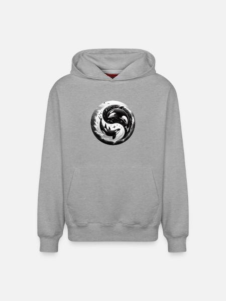 Yin and Yang Orca - Relaxed Unisex Organic Hoodie – by SPREAD - heather grey