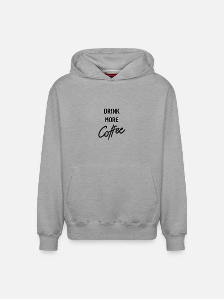 drink more coffee - Relaxed Unisex Organic Hoodie – von SPREAD - Grau meliert