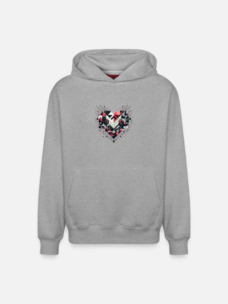 Geometric Heart - Relaxed Unisex Organic Hoodie – by SPREAD - heather grey