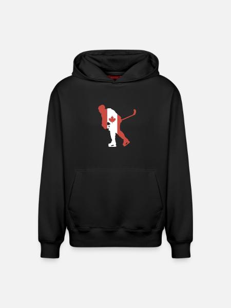 Hockey player Canada flag - Relaxed Unisex Organic Hoodie – by SPREAD - black