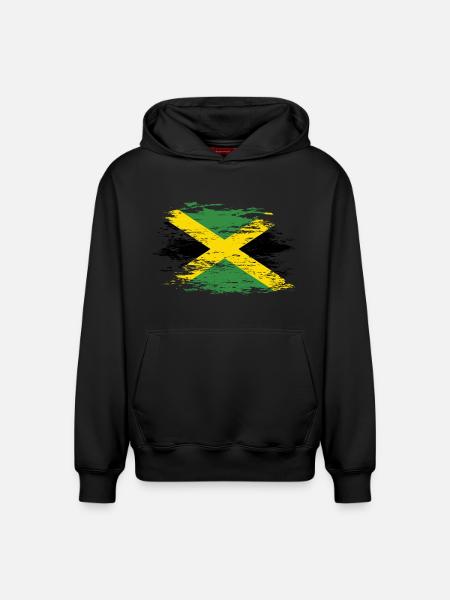 Jamaica flag used - Relaxed Unisex Organic Hoodie – by SPREAD - black