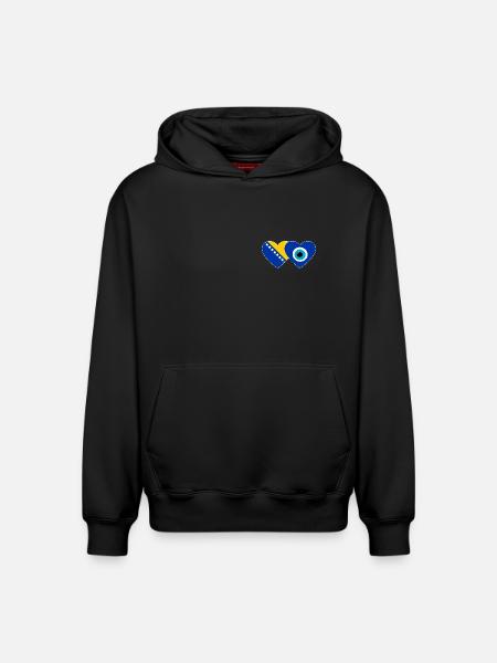 Bosnien Nazarperle Flagge - Relaxed Unisex Organic Hoodie – von SPREAD - Schwarz