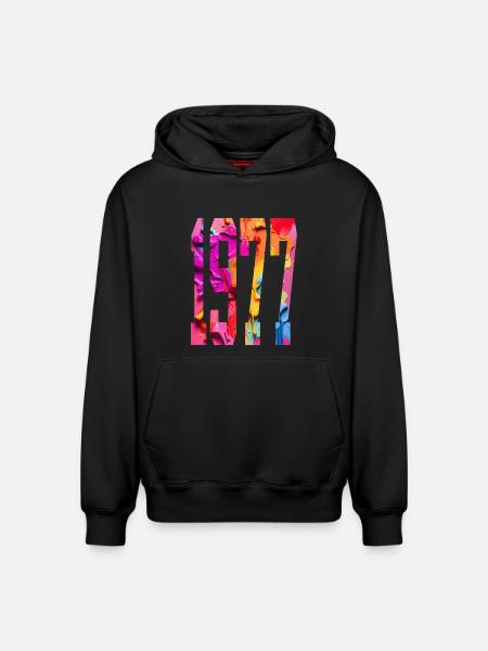 BUNT 49TH BIRTHDAY 1977 - Relaxed Unisex Organic Hoodie – by SPREAD - black