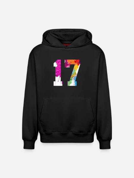 FARBIG NUMMER 17 BUNT 17. GEBURTSTAG - Relaxed Unisex Organic Hoodie – von SPREAD - Schwarz