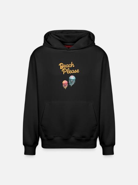 beach please jellyfish - Relaxed Unisex Organic Hoodie – by SPREAD - black