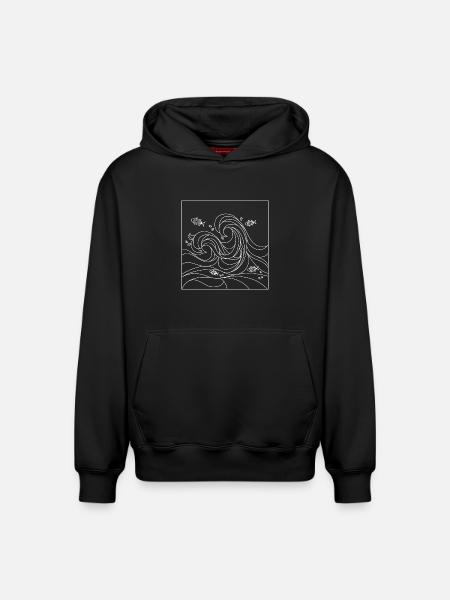 geometric ocean - Relaxed Unisex Organic Hoodie – by SPREAD - black