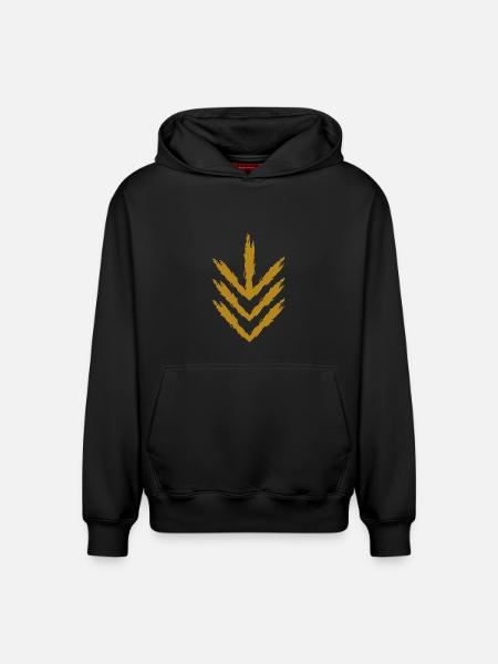Down arrow icon gold - Relaxed Unisex Organic Hoodie – by SPREAD - black