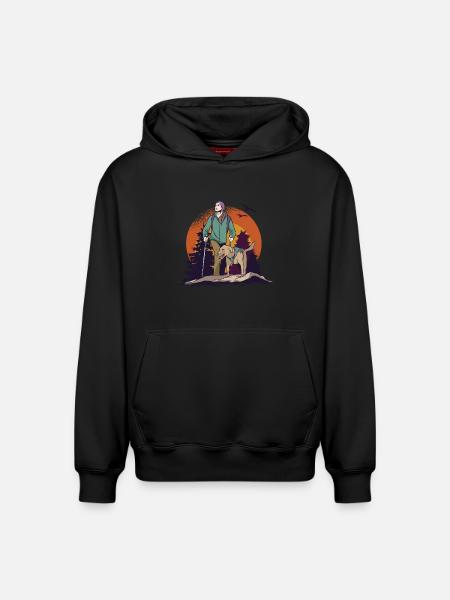 Walking with the dog - Relaxed Unisex Organic Hoodie – by SPREAD - black