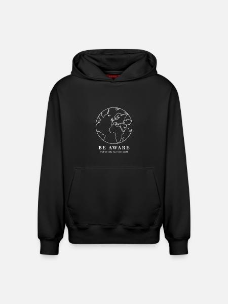 World map outline - Relaxed Unisex Organic Hoodie – by SPREAD - black