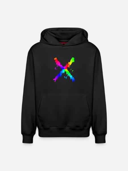 X Desing regenbogen - Relaxed Unisex Organic Hoodie – von SPREAD - Schwarz