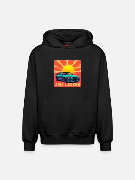 JDM Legend Sunrise - Relaxed Unisex Organic Hoodie – by SPREAD - black