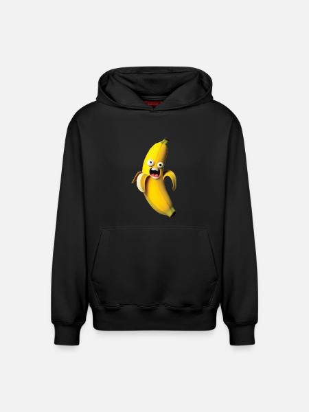 Figure de banane expressive avec un visage - Sweat à capuche unisexe décontracté en coton biologique – de SPREAD - noir