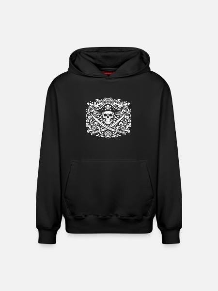 Pirate logo - Relaxed Unisex Organic Hoodie – by SPREAD - black