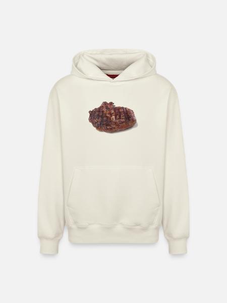 Steak - Sweat à capuche unisexe décontracté en coton biologique – de SPREAD - blanc cassé
