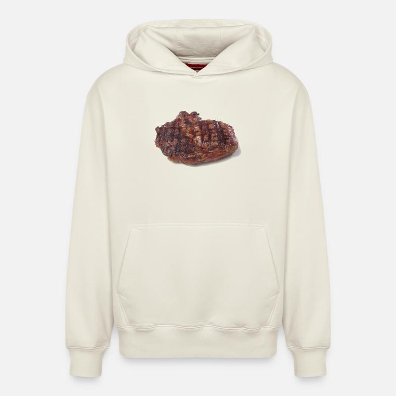 Steak - Sweat à capuche unisexe décontracté en coton biologique – de SPREAD - blanc cassé
