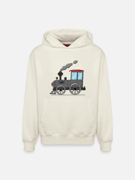 Children's train railway grey - Relaxed Unisex Organic Hoodie – by SPREAD - off white