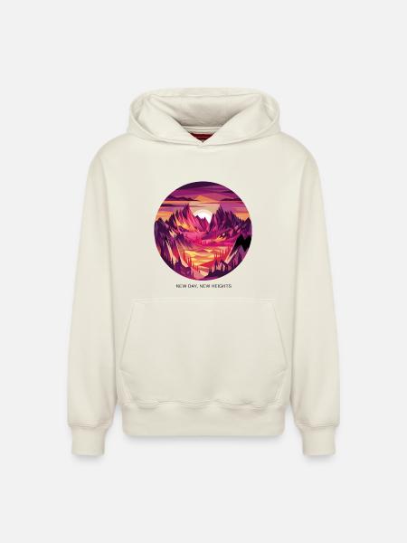 New Day, New Heights - Relaxed Unisex Organic Hoodie – by SPREAD - off white