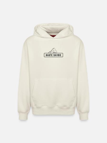 Haute Savoie Black Mountain - Relaxed Unisex Organic Hoodie – by SPREAD - off white