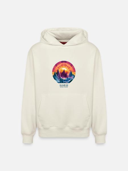 Sunrise Over Peaks - Relaxed Unisex Organic Hoodie – by SPREAD - off white