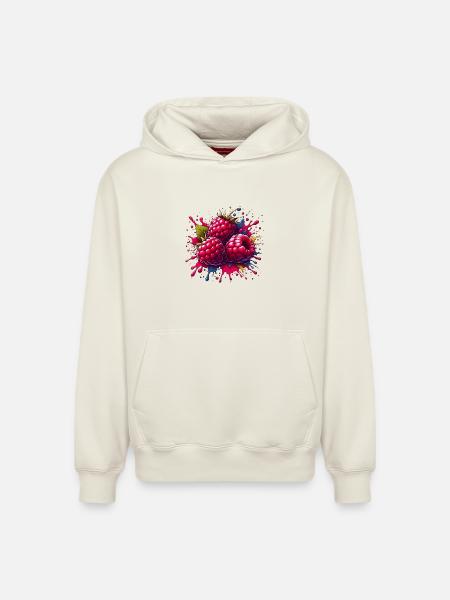 Himbeeren-Farbexplosion - Relaxed Unisex Organic Hoodie – von SPREAD - Naturweiß