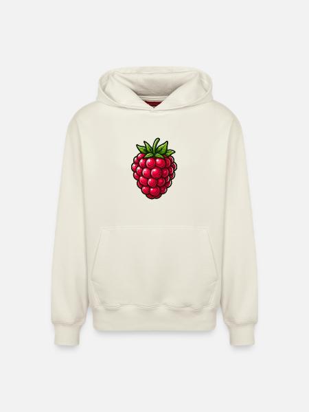 Raspberry, fruit - Relaxed Unisex Organic Hoodie – by SPREAD - off white