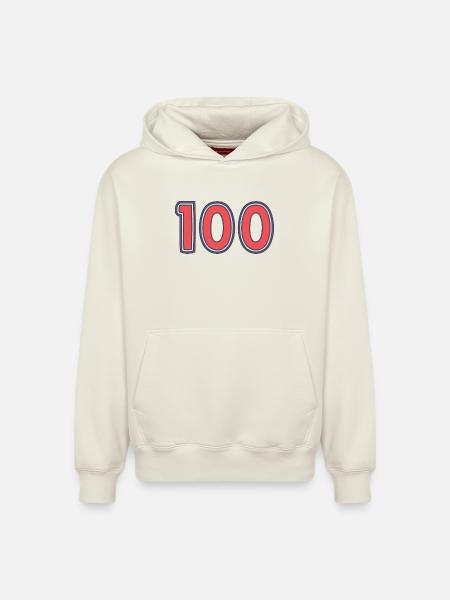 100. 100 YEARS. 100th ANNIVERSARY - Relaxed Unisex Organic Hoodie – by SPREAD - off white
