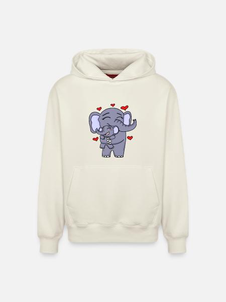 Elephant family cute - Relaxed Unisex Organic Hoodie – by SPREAD - off white