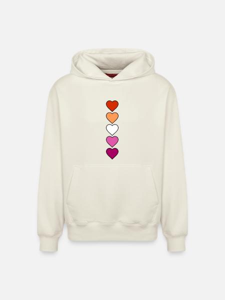 Lesbian Lesbian Hearts - Relaxed Unisex Organic Hoodie – by SPREAD - off white