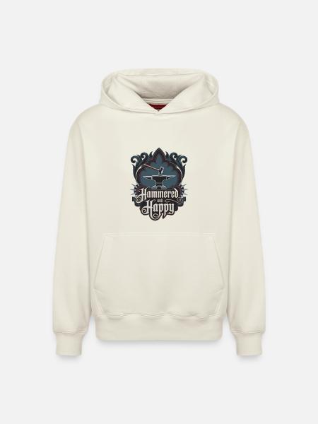Martelé et heureux - Sweat à capuche unisexe décontracté en coton biologique – de SPREAD - blanc cassé