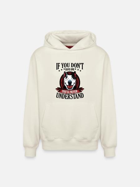 Bull Terrier - Sweat à capuche unisexe décontracté en coton biologique – de SPREAD - blanc cassé